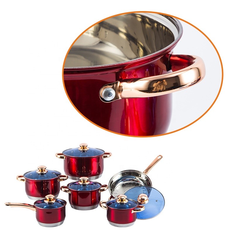 Wholesale New Design 12 Pcs Stainless Steel Super Capsule Bottom Colorful Cookware Set
