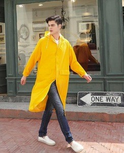 Wholesale Outdoor Yellow Rain Coat PVC Rain Jacket Travel Waterproof Raincoat