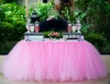 Wholesale pink wedding pleated ruffled table skirt tutu table skirt