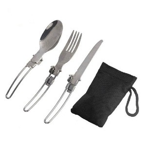 Wholesale stainless steel camping tableware set hiking outdoor cutlery knives, forks and spoons