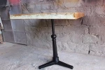 Wholesale Vintage Industrial Black Cafe Used Cast Wrought Iron Leg Reclaimed Wooden Bistro Table