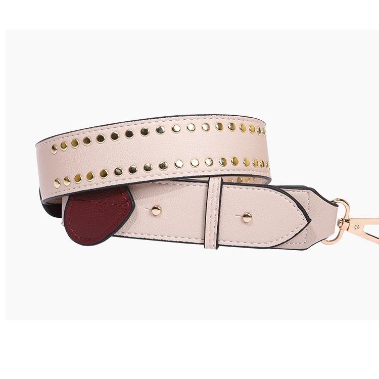 Widely Use Genuine Leather Shoulder Strap With Shiny Rivet With Adjustable Length