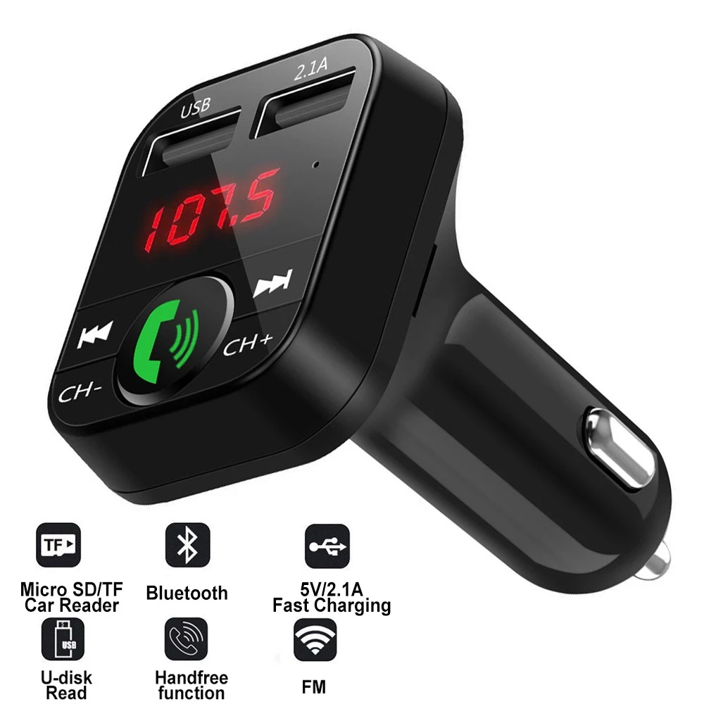 Wireless Car kit Handfree LCD FM Transmitter Dual USB Car Charger 2.1A MP3 Music TF Card U disk AUX Player