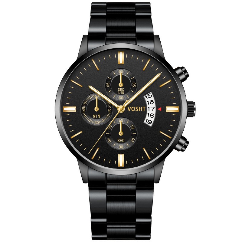 WJ-9393 Calendar Watch Mens Luxury Wristwatch Leisure Business Stainless Steel Wrist Watch
