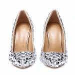 Women Silver Diamond Party Custom Made Dress Shoes
