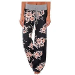 Womens Casual Pajama Pants alloverprint Drawstring Lounge Pants Wide Leg