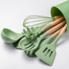 Wooden handle silicone kitchen utensils food grade nonstick silicone cooking utensils spatula spoon kitchen utensils set