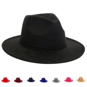 Woolen Cap Factory Direct Autumn And Winter fedora New Large Side Plain Light Board Hat Fashion Elegant Hat Wholesale