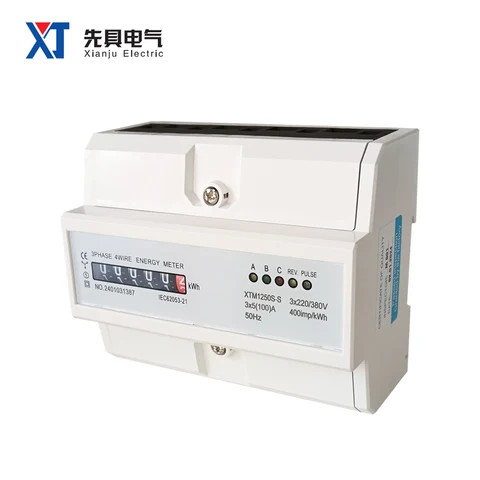 XTM1250S-S 7P Three Phase 4 Wires Energy Meter Analog and Digital Register Display 68*88*125mm ABS Fireproof Material Hot Sale