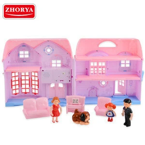 Zhorya plastic mini toy DIY doll house toy with furniture