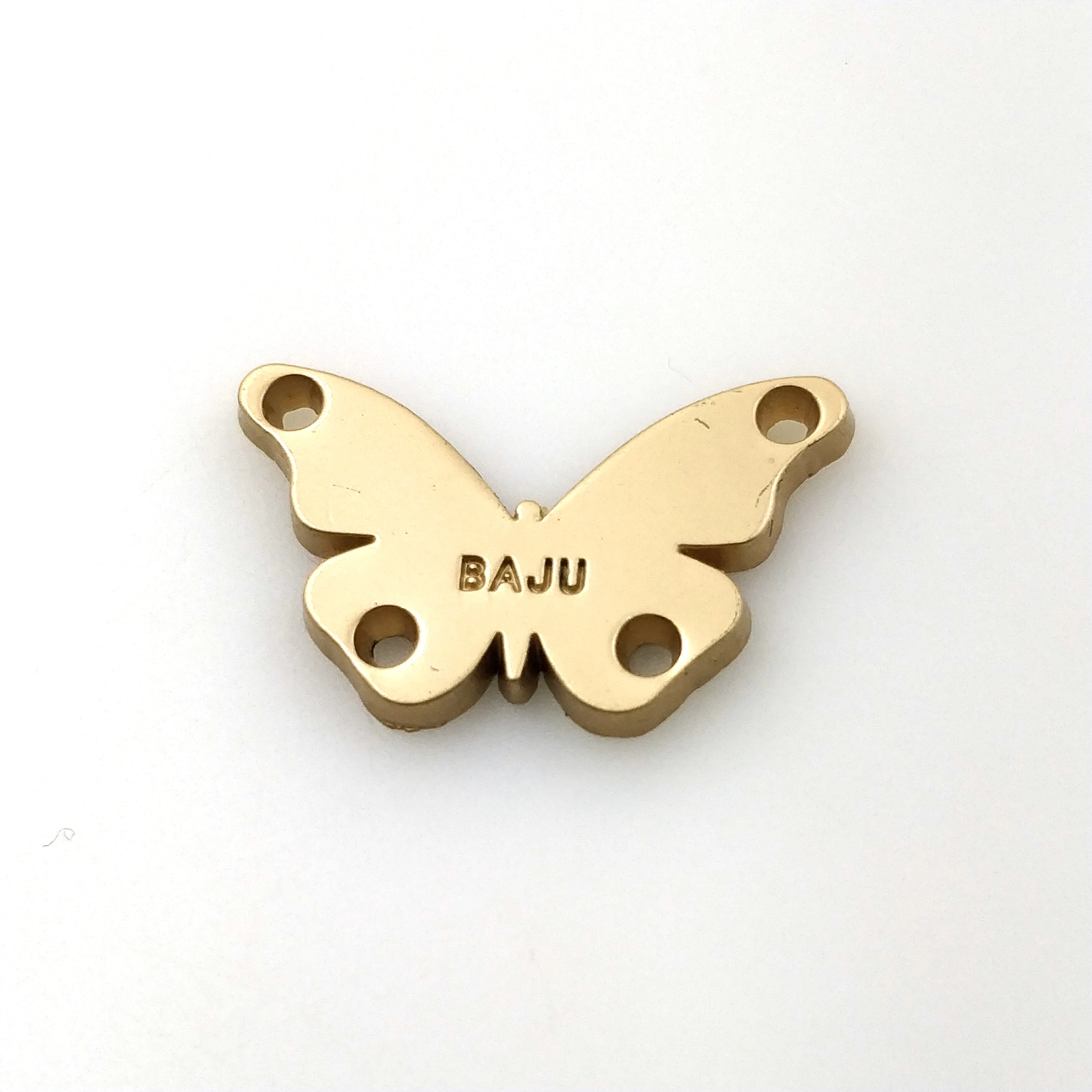 Zinc Alloy 2 Hole Gold Color Customized Metal Tag Labels  For Clothing