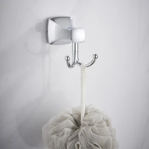 Zinc Alloy Wall Mount Double Robe Hook Towel Hook Bathroom Towel Hanger Chrome/Black