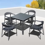 Stianless Steel Textilene Dining Table Set