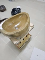 Handcrafted Stone Washbasin – “Golden Sand” | Natural Stone Sink for Bathroom Décor