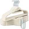 Velvet Hangers 30 Pack with 360° Swivel Hook, Ivory Non Slip Hangers for Clothes with Cascading Hooks,