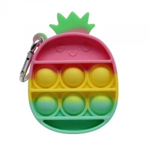 Custom Silicone Mini Fidget Toy Stress Relief Bubble Sensory Toy Keychain Luminous Fidget Tie Dye Simple Toys