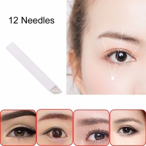 0.25mm 12 CF disposable microblading needles Eyebrow Tattoo Needles Blade Tattoo Curved Permanent Makeup Manual Embroidery Tool
