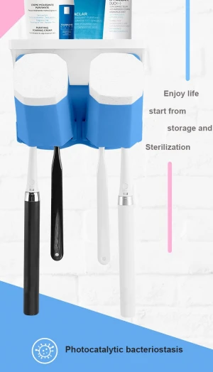 Toothbrush holder with two cups and Wall Mounted Toothbrush Holder for Bathroom