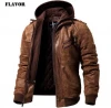 Brown hood leather jacket