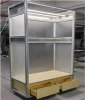 Custom Aluminum Frame Shoe & Bag Display Rack with Acrylic Panels and Storage Drawers