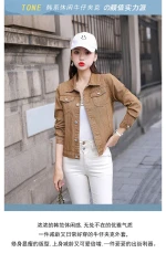 Viral Preppy Cropped Color Denim Jacket for Women, Slim Fit Versatile Spring Outerwear