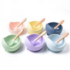 BPA Free Baby Bibs Bowls 3 Pack Set Spoons Feeding Products Silicone Baby Supplies