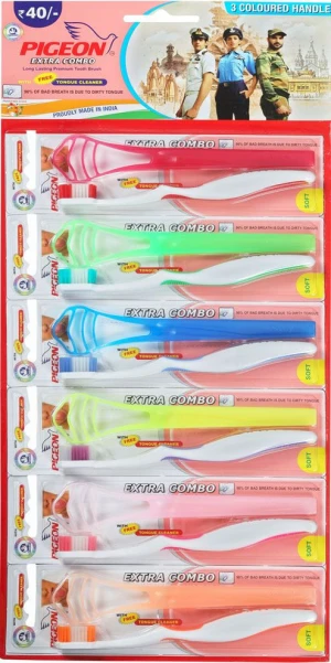 Mr.  White Adult Extra Combo Toothbrush ( Pack of 06, Multicolor )