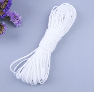 White Round Spandex polyester material Elastic Cord with for Elastic Ear Loop Band