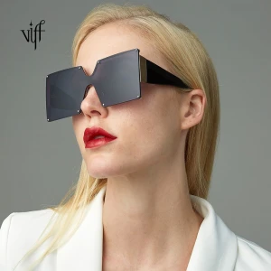 VIFF HM16550 Rimless Metal Frame Custom Fashion Eyewear Sun Glasses River Big Frame Women Sunglasses Oversize Sunglasses 2021