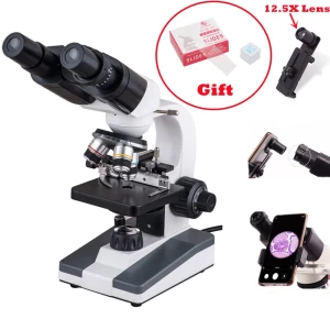 40X-640X Monocular/Binocular/Trinocular Biological Microscope with 12.5X Mobile Phone Lens