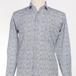 Mens Shirts Slim Fit Long Sleeve navy blue patterned figure Men Dress Slim Fit Men Shirts
