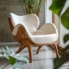 Living Room Solid Wood Frame Armchair Oak Wood Leg Lint Mat Single Sofa Chair