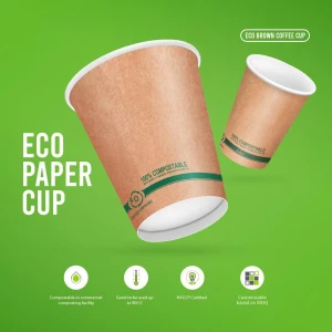 Bio Paper Cup Cassava Biodegradable Brown
