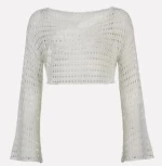 SM-K0084 Hollow-out Horn Sleeve Knit Short Overclothes Knitted Jumper