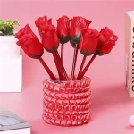 Factory Wholesale Red Rose Ballpoint Pens Creative Valentine'S Day Simulated Flower Pen