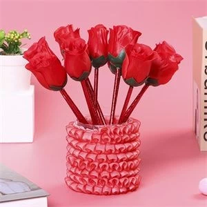 Factory Wholesale Red Rose Ballpoint Pens Creative Valentine'S Day Simulated Flower Pen