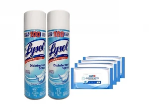 LYSOL Disinfectant Spray + Alcohol 40 Wipes 4 PACK