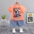 Import 1-4 year Boy summer new product children round neck cartoon shark T-shirt denim shorts infant two-piece clothes set wholesale from China