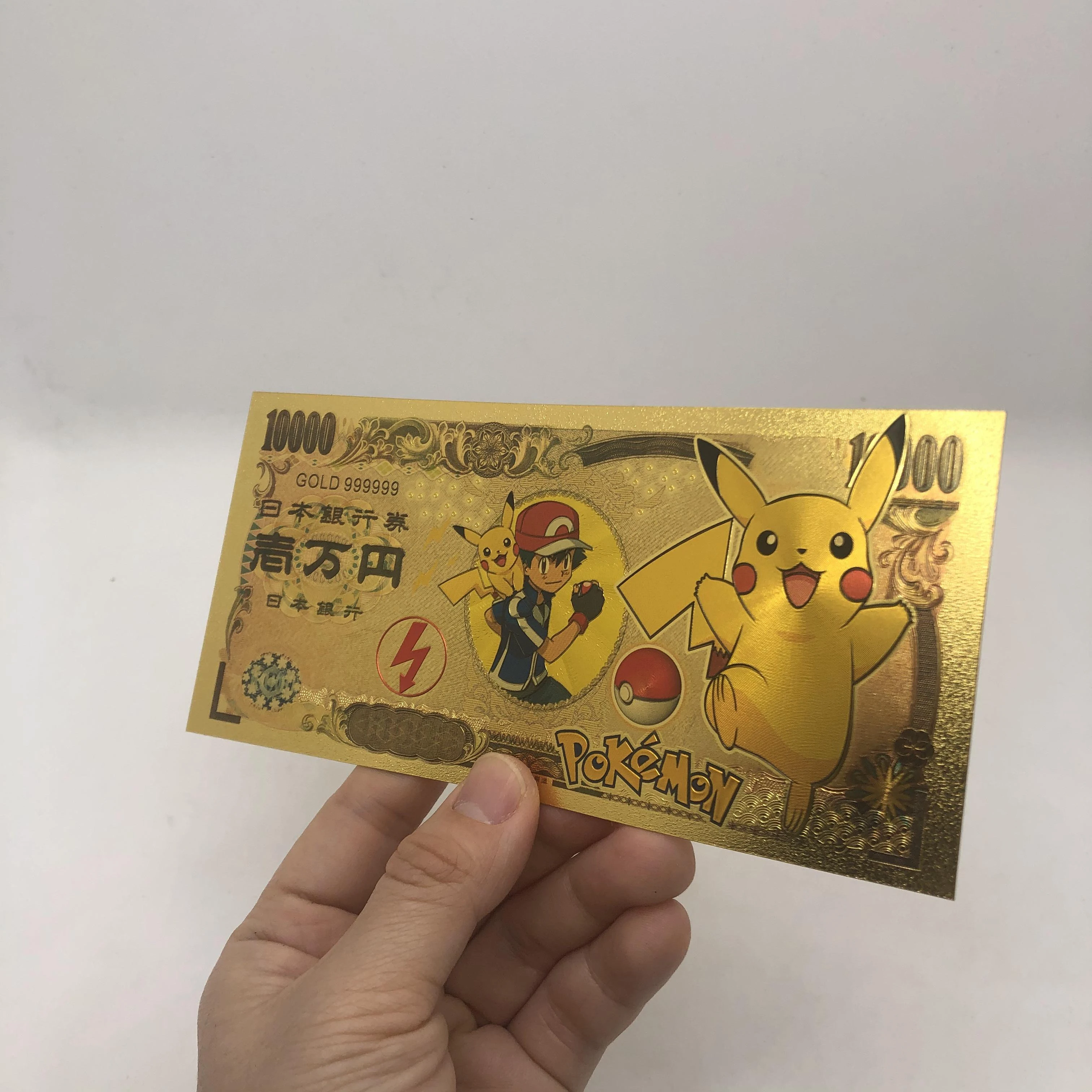10 Designs Cute Animals Pikachu Ticket Gold Souvenir Banknote Japan Anime Souvenir gifts and collection cards For Commemorate