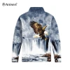 100% polyester 3d printing custom eagle animal fleece men jacket