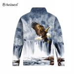 100% polyester 3d printing custom eagle animal fleece men jacket