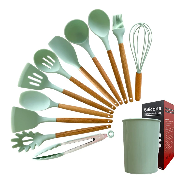 12 pcs wholesale non stick silicone kitchen accessories cooking utensil Silicone kitchen utensils set