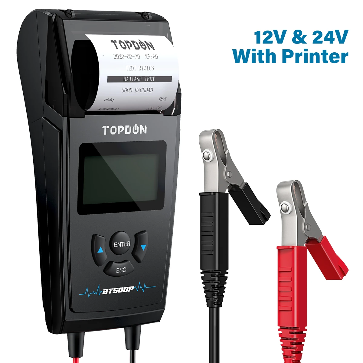 12V 24V Car Truck Battery Tester with Printer TOPDON BT500P is 2020 newest product for many cars