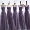 16 Colors Cheap Wholesale Tulle Sweetheart Neckline Full-length A-line Convertible Bridesmaid Dress