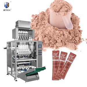 2-lines automatic screw weighing protein chocolate powder stick vertical packaging filling machinery