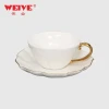 200ml gold handle drinkware set hot selling ceramic coffee cup and saucer with gold rim