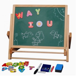 2016 Best selling portable kids double-sided magnetic folding wooden blackboard