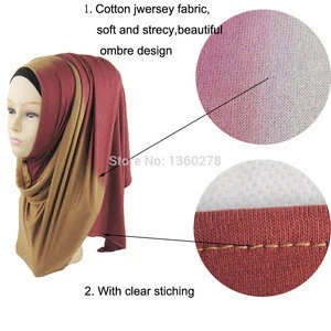 2016 new ombre two tone jersey hijab fashion scarf shawl muslim hijabs JLS130