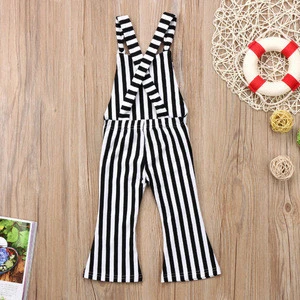 2018 New Kids Baby Girls Striped Brace Children Overalls Trousers Jumpsuit Bell Bottom Outfits Clothes Pants