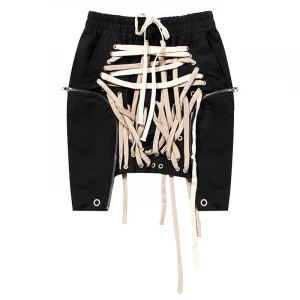 2020 Europe America denim sequin tassels fringes drawstring stretch high waist wrap jeans tie up lace up skirt denim mini skirt